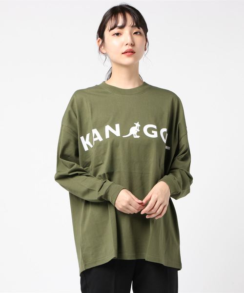 KANGOL(カンゴール)の「KANGOL×NOUNO/カンゴール KGSA-NN1921 ロンT(Tシャツ/カットソー・レディース・ブラック/ホワイト/ベージュ/オリーブ・L/M)」の4枚目の写真