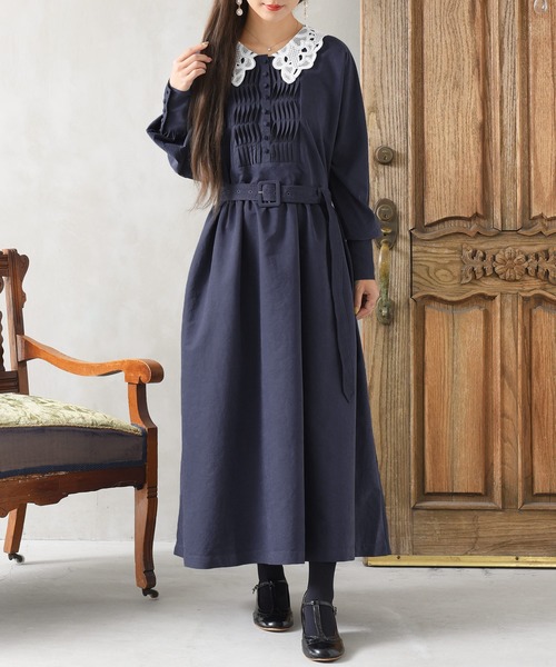 Somari Imagination ソマリ イマジネーション の ピンタックデザインレース衿クラシカルワンピース ワンピース Wear