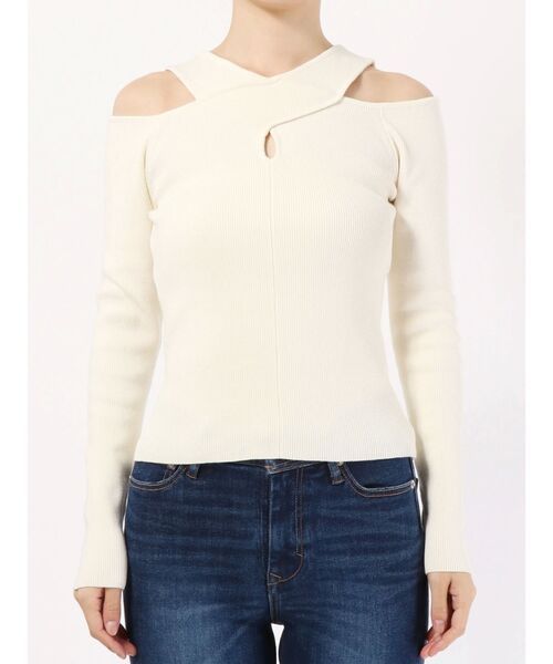 EMODA(エモダ)の「クロスネックフィットニット(ニット/セーター・レディース・ホワイト/ブルー/ブラック・FREE)」の2枚目の写真