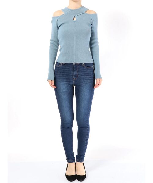 EMODA(エモダ)の「クロスネックフィットニット(ニット/セーター・レディース・ホワイト/ブルー/ブラック・FREE)」の7枚目の写真