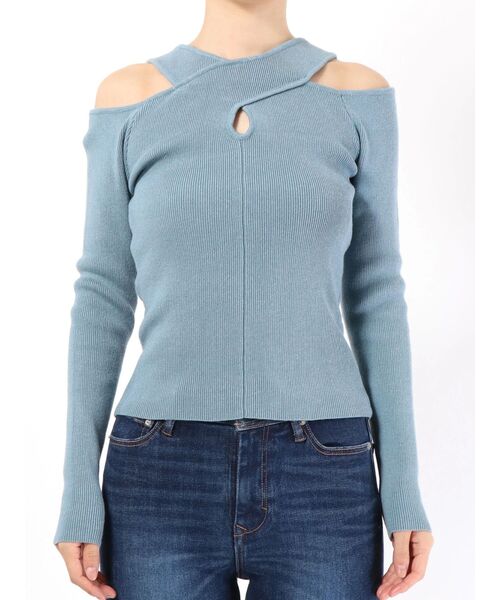 EMODA(エモダ)の「クロスネックフィットニット(ニット/セーター・レディース・ホワイト/ブルー/ブラック・FREE)」の8枚目の写真