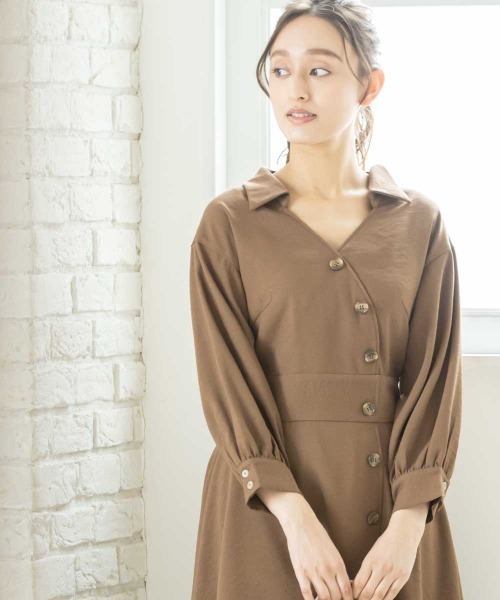 12Twelve Agenda(トゥエルブ アジェンダ)の「イレヘムシャツワンピース(シャツワンピース・レディース・ブラウン/グレイッシュベージュ/ピンク・M)」の6枚目の写真