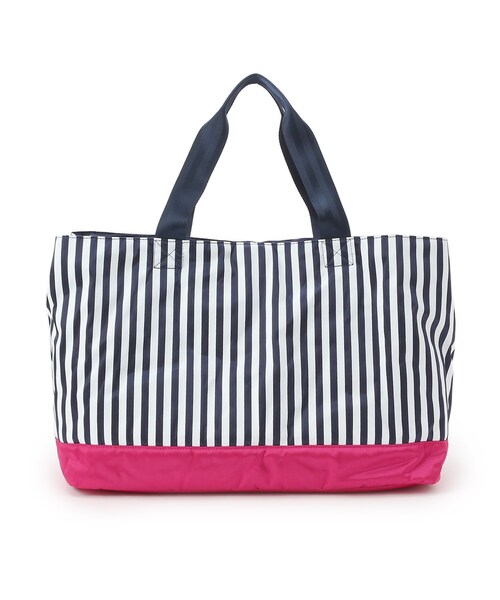 adabat（アダバット）の「ストライプ柄ボストンバッグ（ボストンバッグ・レディース・シルバー/ピンク系/ワインレッド・00）」の6枚目の写真