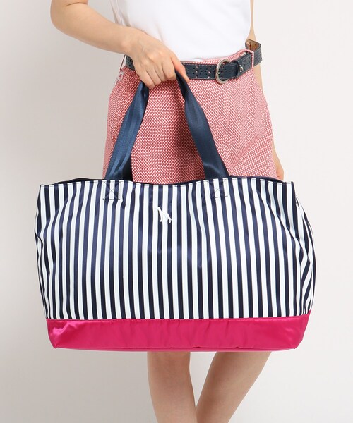 adabat（アダバット）の「ストライプ柄ボストンバッグ（ボストンバッグ・レディース・シルバー/ピンク系/ワインレッド・00）」の10枚目の写真