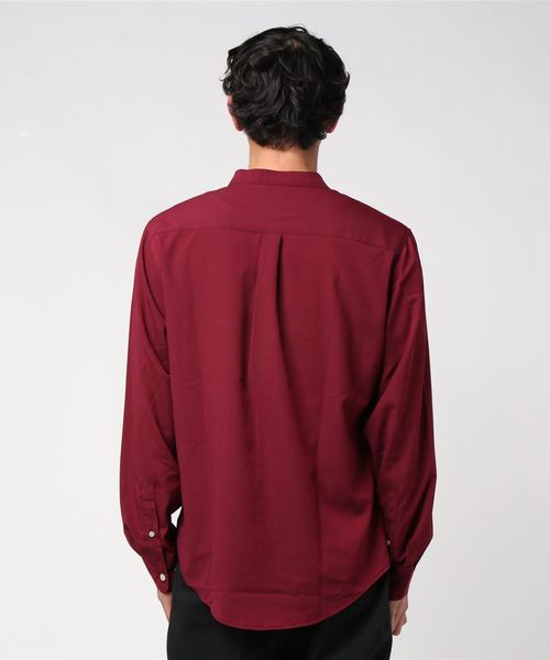 Lazar（ラザル）の「ポリトロ ドレープ リラックス バンドカラーシャツ（シャツ/ブラウス・メンズ・ブラック/ネイビー/ベージュ/ワイン・L/LL/M）」の6枚目の写真
