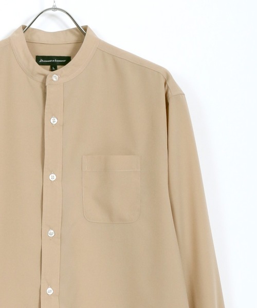 Lazar（ラザル）の「ポリトロ ドレープ リラックス バンドカラーシャツ（シャツ/ブラウス・メンズ・ブラック/ネイビー/ベージュ/ワイン・L/LL/M）」の3枚目の写真