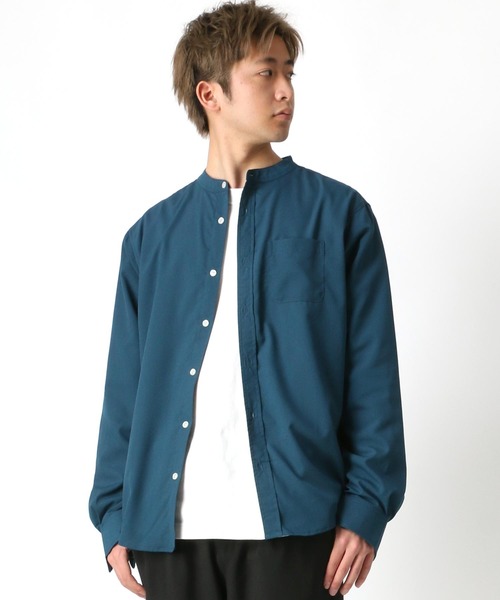 Lazar（ラザル）の「ポリトロ ドレープ リラックス バンドカラーシャツ（シャツ/ブラウス・メンズ・ブラック/ネイビー/ベージュ/ワイン・L/LL/M）」の20枚目の写真