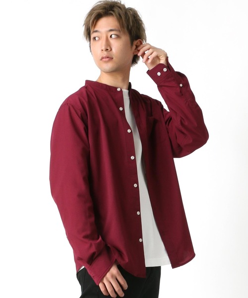 Lazar（ラザル）の「ポリトロ ドレープ リラックス バンドカラーシャツ（シャツ/ブラウス・メンズ・ブラック/ネイビー/ベージュ/ワイン・L/LL/M）」の18枚目の写真