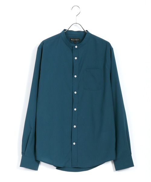 Lazar（ラザル）の「ポリトロ ドレープ リラックス バンドカラーシャツ（シャツ/ブラウス・メンズ・ブラック/ネイビー/ベージュ/ワイン・L/LL/M）」の9枚目の写真