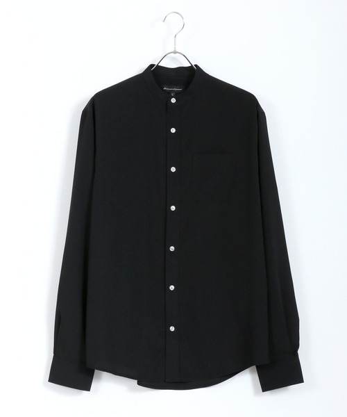Lazar（ラザル）の「ポリトロ ドレープ リラックス バンドカラーシャツ（シャツ/ブラウス・メンズ・ブラック/ネイビー/ベージュ/ワイン・L/LL/M）」の11枚目の写真