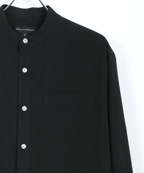 Lazar（ラザル）の「ポリトロ ドレープ リラックス バンドカラーシャツ（シャツ/ブラウス・メンズ・ブラック/ネイビー/ベージュ/ワイン・L/LL/M）」の15枚目の写真