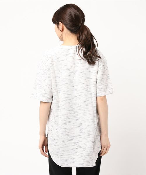 TRAP/U (トラップユー)の「【69】【TRAP/U】メランジタックボーダー ロング丈T(Tシャツ/カットソー・レディース・オートミール/ブラック/ホワイト・LARGE/MEDIUM)」の5枚目の写真