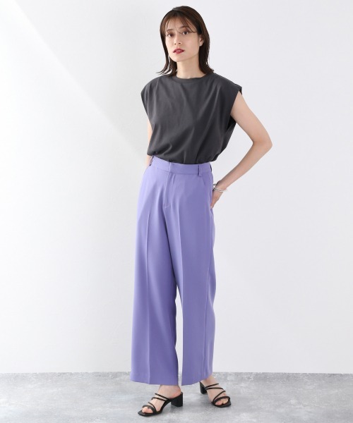 LOWRYS FARM（ローリーズファーム）の「ＢＡＳＩＣノースリーブ　889553（Tシャツ/カットソー・レディース・オフホワイト/カーキ/チャコールグレー/オレンジ・FREE）」の6枚目の写真