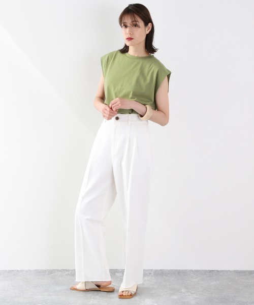 LOWRYS FARM（ローリーズファーム）の「ＢＡＳＩＣノースリーブ　889553（Tシャツ/カットソー・レディース・オフホワイト/カーキ/チャコールグレー/オレンジ・FREE）」の8枚目の写真