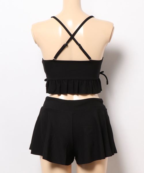 LEAD（リード）の「無地レースアップフリル水着3点セット（水着・レディース・ブラック/ブラウン/ライトベージュ・M）」の7枚目の写真