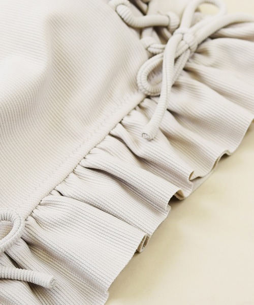 LEAD（リード）の「無地レースアップフリル水着3点セット（水着・レディース・ブラック/ブラウン/ライトベージュ・M）」の18枚目の写真