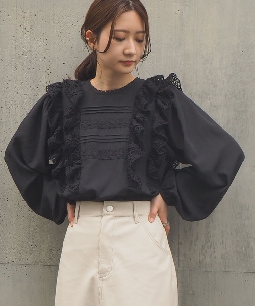 tiptop(ティップトップ)の「肩フリルレースブラウス(シャツ/ブラウス・レディース・ブラック/パープル/オフホワイト・FREE)」の11枚目の写真