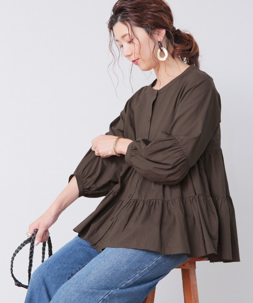 reca（レカ）の「ボリュームティアードブラウス（シャツ/ブラウス・レディース・ブラウン/ブラック/ベージュ/モカ/アイボリー・M）」の4枚目の写真