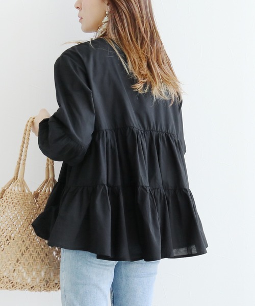 reca（レカ）の「ボリュームティアードブラウス（シャツ/ブラウス・レディース・ブラウン/ブラック/ベージュ/モカ/アイボリー・M）」の3枚目の写真