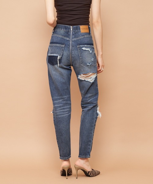 SPIRALGIRL(スパイラルガール)の「フルジップダメージデニムパンツ(デニムパンツ・レディース・ライトブルー/ブラック・SMALL/MEDIUM)」の7枚目の写真