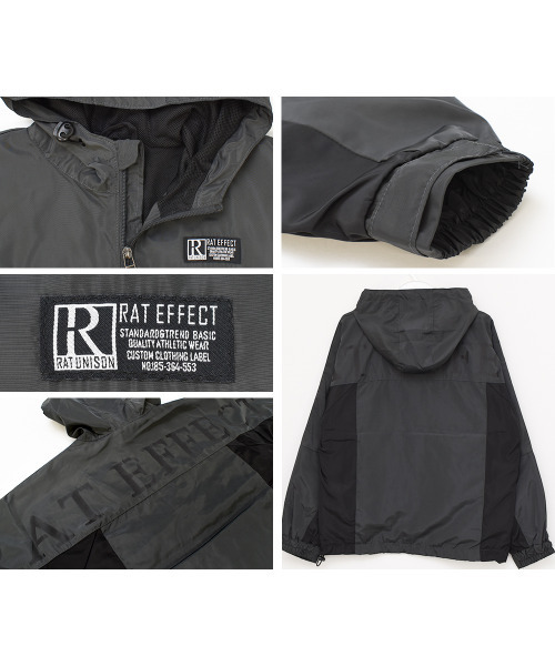 RAT EFFECT（ラットエフェクト）の「バックプリントビッグナイロンジャケット（ナイロンジャケット・キッズ・チャコールグレー/ブラック/カーキ・120/130/140/150/160）」の8枚目の写真