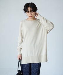 バックスリットクルーネックニットチュニック
