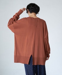 バックスリットクルーネックニットチュニック