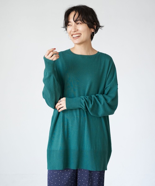 AMERICAN HOLIC（アメリカンホリック）の「バックスリットクルーネックニットチュニック（ニット/セーター・レディース・ブラック/グリーン/モカ/ライトベージュ/テラコッタ・FREE）」の17枚目の写真