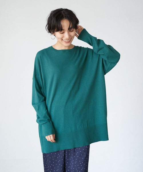 AMERICAN HOLIC（アメリカンホリック）の「バックスリットクルーネックニットチュニック（ニット/セーター・レディース・ブラック/グリーン/モカ/ライトベージュ/テラコッタ・FREE）」の13枚目の写真