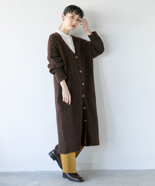 LOWRYS FARM（ローリーズファーム）の「７Ｇロングカーデワンピース　917262（ワンピース・レディース・ダークブラウン/ベージュ/グリーン・FREE）」の9枚目の写真
