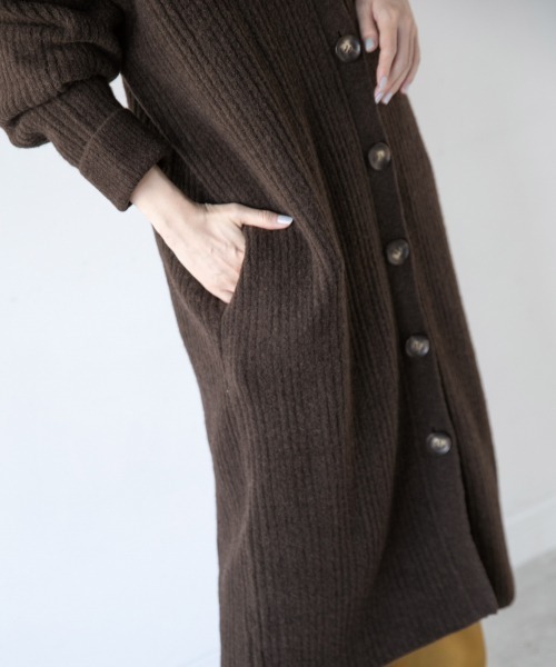 LOWRYS FARM（ローリーズファーム）の「７Ｇロングカーデワンピース　917262（ワンピース・レディース・ダークブラウン/ベージュ/グリーン・FREE）」の12枚目の写真