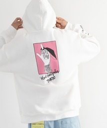 Mark Gonzales 別注 裏起毛 オーバーサイズフーディー バックプリント プルオーバーパーカー