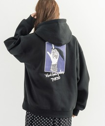 Mark Gonzales 別注 裏起毛 オーバーサイズフーディー バックプリント プルオーバーパーカー