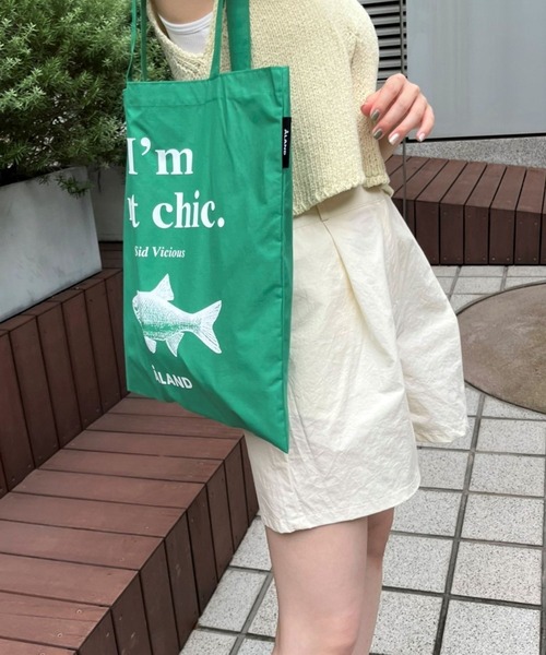 LABUBU 巾着 グリーン Pesto Fish Bag Mesh Tote Bag (Small) Enigmatic elegance