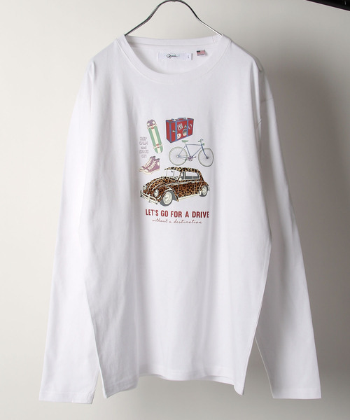 ZIP FIVE(ジップファイブ)の「【ZIP FIVE】立体凹凸プリントレトロイラスト長袖Tシャツ ロンT(Tシャツ/カットソー・メンズ・ホワイト/ブラック系/ピンク/サックスブルー/ベージュ系/ホワイト系・MEDIUM/LARGE)」の3枚目の写真