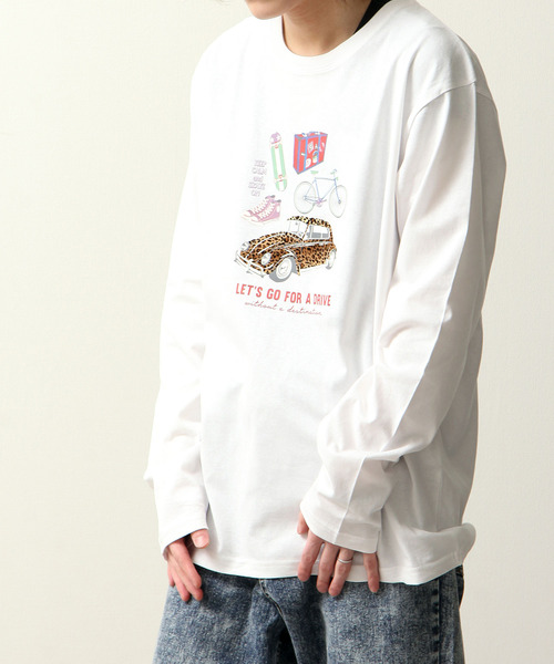 ZIP FIVE(ジップファイブ)の「【ZIP FIVE】立体凹凸プリントレトロイラスト長袖Tシャツ ロンT(Tシャツ/カットソー・メンズ・ホワイト/ブラック系/ピンク/サックスブルー/ベージュ系/ホワイト系・MEDIUM/LARGE)」の7枚目の写真