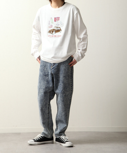 ZIP FIVE(ジップファイブ)の「【ZIP FIVE】立体凹凸プリントレトロイラスト長袖Tシャツ ロンT(Tシャツ/カットソー・メンズ・ホワイト/ブラック系/ピンク/サックスブルー/ベージュ系/ホワイト系・MEDIUM/LARGE)」の8枚目の写真