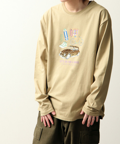ZIP FIVE(ジップファイブ)の「【ZIP FIVE】立体凹凸プリントレトロイラスト長袖Tシャツ ロンT(Tシャツ/カットソー・メンズ・ホワイト/ブラック系/ピンク/サックスブルー/ベージュ系/ホワイト系・MEDIUM/LARGE)」の9枚目の写真