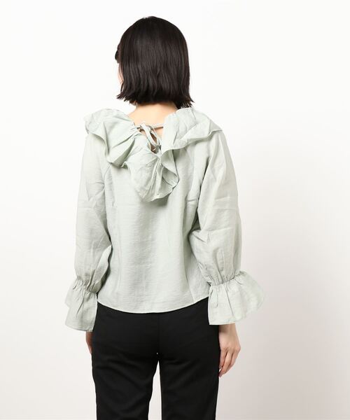 flower（フラワー）の「チャーミングフリルブラウス（シャツ/ブラウス・レディース・ホワイト/グリーン・FREE）」の5枚目の写真