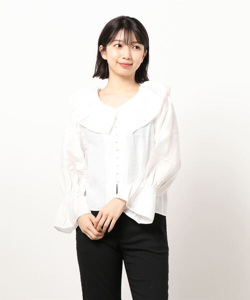 flower（フラワー）の「チャーミングフリルブラウス（シャツ/ブラウス・レディース・ホワイト/グリーン・FREE）」の19枚目の写真