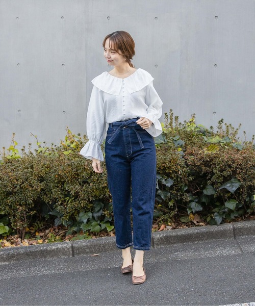 flower（フラワー）の「チャーミングフリルブラウス（シャツ/ブラウス・レディース・ホワイト/グリーン・FREE）」の9枚目の写真