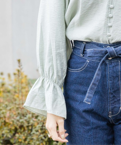 flower（フラワー）の「チャーミングフリルブラウス（シャツ/ブラウス・レディース・ホワイト/グリーン・FREE）」の17枚目の写真