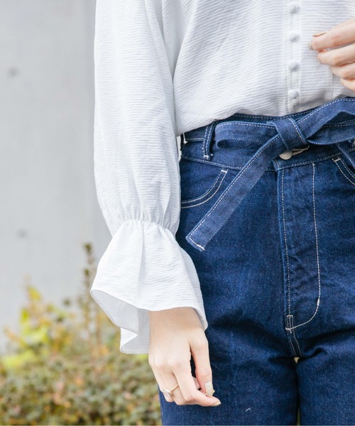 flower（フラワー）の「チャーミングフリルブラウス（シャツ/ブラウス・レディース・ホワイト/グリーン・FREE）」の10枚目の写真