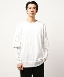 semantic design | ・セマンティックデザイン/semantic design 袖レイヤード風 クルーネック長袖BIGTシャツ(Tシャツ/カットソー)