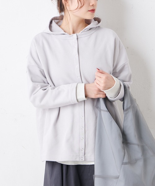 PUAL CE CIN（ピュアルセシン）の「【Du noir】スナップボタンフードカーディガン（カーディガン/ボレロ・レディース・オフホワイト/ブラック/グレー・FREE）」の7枚目の写真