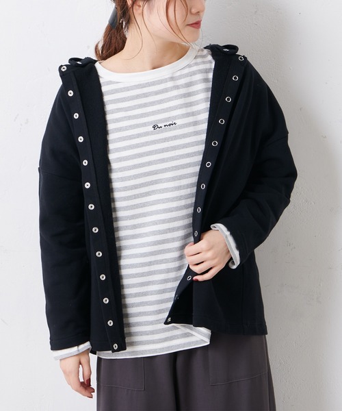 PUAL CE CIN（ピュアルセシン）の「【Du noir】スナップボタンフードカーディガン（カーディガン/ボレロ・レディース・オフホワイト/ブラック/グレー・FREE）」の14枚目の写真