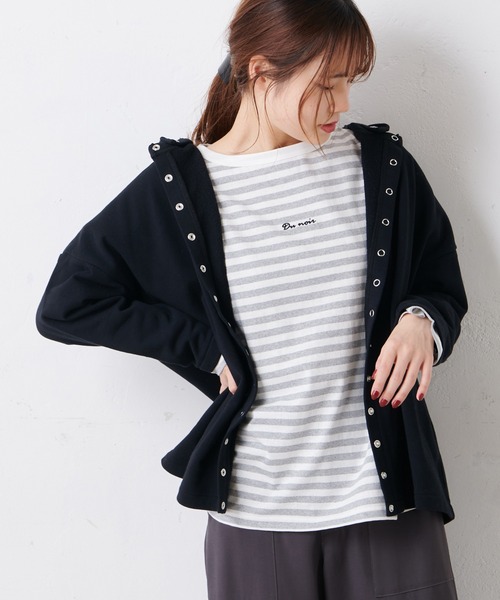 PUAL CE CIN（ピュアルセシン）の「【Du noir】スナップボタンフードカーディガン（カーディガン/ボレロ・レディース・オフホワイト/ブラック/グレー・FREE）」の15枚目の写真