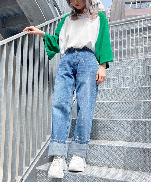 Figments（フィグメンツ）の「オーバーラグランT（Tシャツ/カットソー・レディース・ブラック/グリーン・FREE）」の12枚目の写真