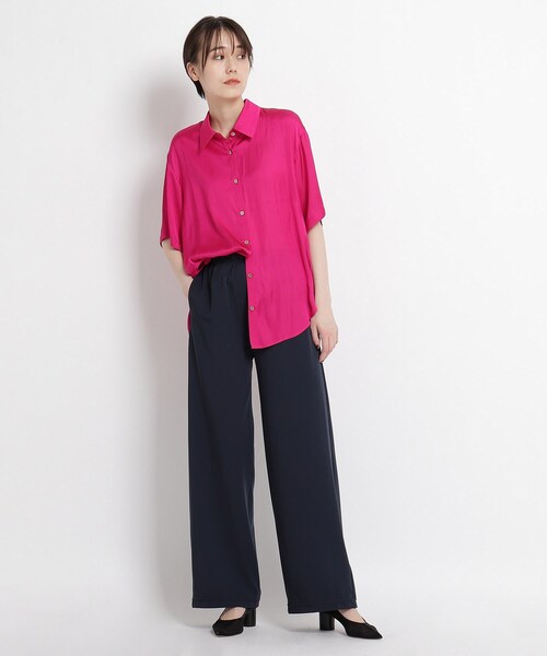 JET（ジェット）の「◆【ウォッシャブル】スノーサテン半袖シャツ（シャツ/ブラウス・レディース・ピンク系/グリーン/ダークブラウン・04）」の11枚目の写真