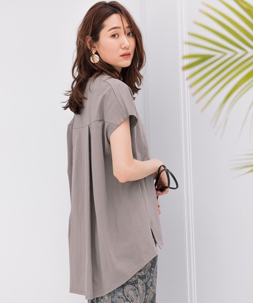 GLOBAL WORK（グローバルワーク）の「リラックス美人ハイネックフレンチ/941553（Tシャツ/カットソー・レディース・ブラック/ホワイト/ベージュ/サックスブルー/カーキ・MEDIUM/LARGE）」の4枚目の写真